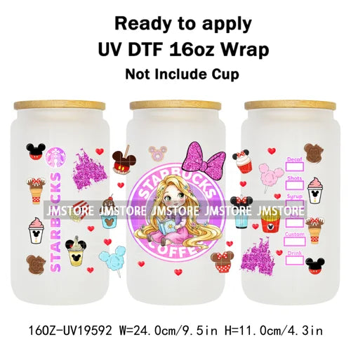 Coquette Bow Baby Toddler Princess UV DTF Cup Wraps Ready To Apply Transfer Stickers For 16OZ Libbey Glass Can Mug Faux Glitter