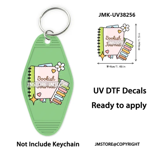 Bookish Journal Coquette Bow Flowers Heart UV DTF Motel Keychain Decal Ready To Ship Transfer Stickers Prints For Hotel Keychain