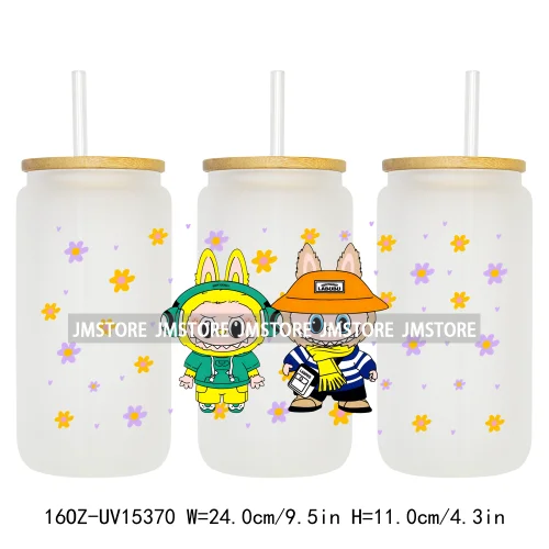 Funny Cartoon Characters Doll Friends 16OZ UV DTF Cup Wraps Ready To Apply Custom Transfer Stickers For Libbey Glass Can Tumbler