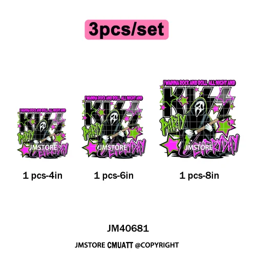 Cartoon Characters Scary Halloween Vibes Bad Killer Mom Iron on DTF Washable Transfers Stickers Ready to Press for Clothing