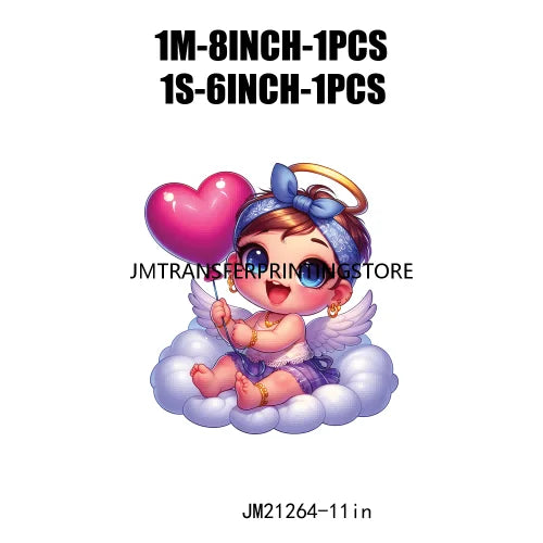 Sweet Pink Valentine's Angel Baby Concha Designs Kids Love Heat Transfer Stickers Ready To Press For T-shirts