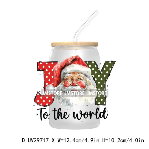 Tis the Season Santa Claus UV DTF Transfer Stickers Decals For Libbey Cold Cups Mugs Tumbler Waterproof Merry Christmas Vibes