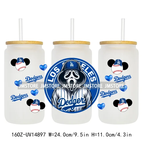 Baseball Sport Cartoon Characters UV DTF Wraps Transfer Sticker Ready To Apply Waterproof Logo For 16OZ Libbey Glass Can Tumbler