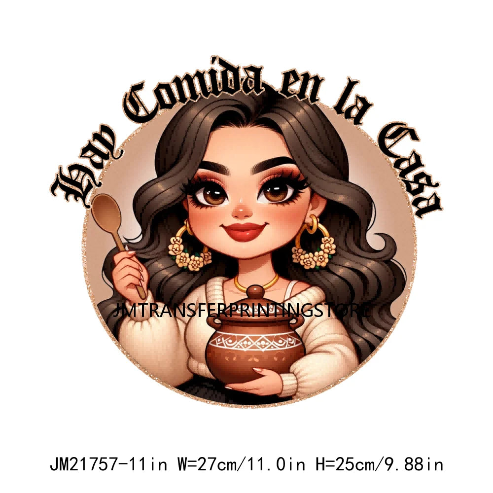 Latina Mexican Chingona Chicana Mom Sayings Hay Comida En La Cas Porque Soy Tu Madre Y Punto DTF Transfer Stickers For Hoodies