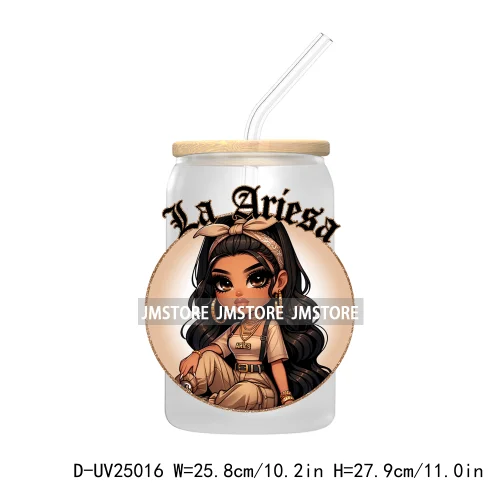 Chicana Chola Chibi Zodiac Girls UV DTF Transfer Stickers Decals For Libbey Cold Cups Mugs Durable Waterproof Custom Logo Labels