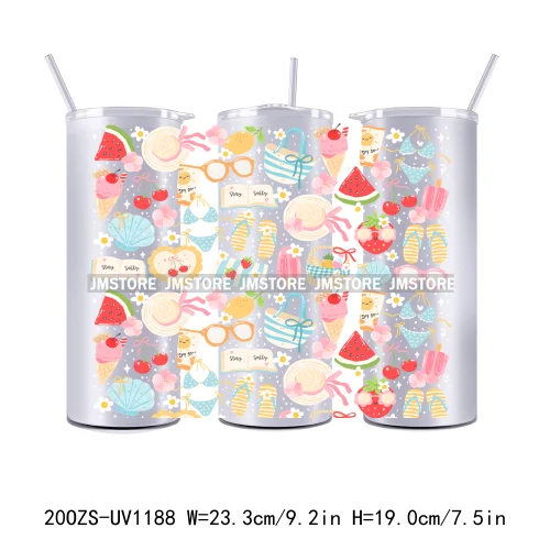 Floral Fruit Bookish Affirmation 20OZ Tumbler Wraps Ready To Ship UV DTF Transfer Stickers Waterproof Prints For Skinny Tumbler