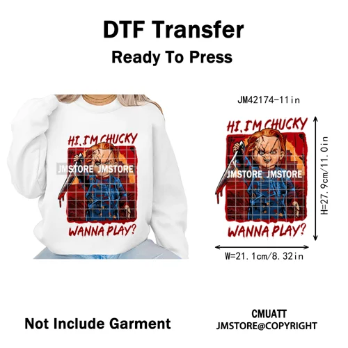 See You In Hell Scary Movie True Love Couple Halloween Season Iron on DTF Washable Transfers Stickers Ready to Press for Textile