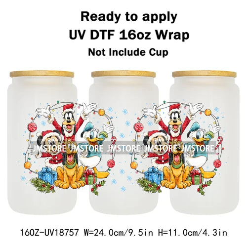 Christmas Crew Cartoon Characters Gingerbread UV DTF Stickers Ready To Apply Cup Wrap Custom Logo DIY Craft For Libbey Can Glass