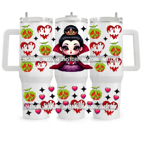 40OZ Tumbler Wrap Beautiful Queen Princess Cartoon Characters UV DTF Stickers Custom Labels Durable Waterproof Logo For Cup