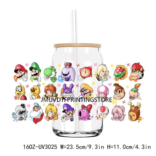 Cartoon Movie Characters Best Friends UV DTF Sticker For 16OZ Libbey Glass Cup Can Wrap Transfer Sticker Custom Labels DIY Logo