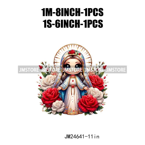 Diamond Our Lady Of Guadalupe Virgin Mary Western Mother Of God Praying Iron On DTF Heat Press Transfers Stickers For Clothing