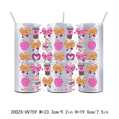 Groovy Valentine's day Love Heart Dessert 20OZ Skinny Tumbler Wrap UV DTF Transfer Stickers Personalized Custom Labels For Gift