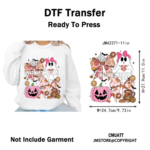 Coquette Halloween Spooky Espantan Latina Mexican Conchas Ghost Iron on DTF Washable Transfer Sticker Ready to Press for Hoodies