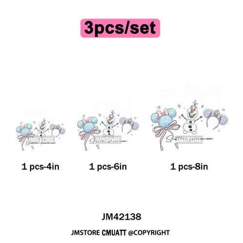 Colorful Mouse Headbands Cartoon Animal Princess Character Iron on DTF Washable Transfers Stickers Ready to Press for Clothes