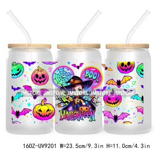 Boo Halloween Cartoon 16OZ UV DTF Cup Wrap Transfer Stickers Custom Labels Durable Waterproof For Libbey Glass Can Fall Pumpkin