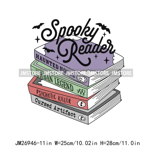 Happiest Reading Spooky Mystery Fantasy Reader Affirmation Positive Quotes Book Club DTF Iron On Transfers Stickers For T-shirts