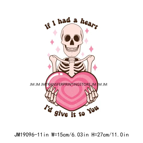 Pink Retro Skeleton Anti Valentine Club Talk About Love Dead Inside But It's Valentine's Skull DTF Transfer Stickers For Shirts