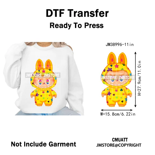 Colorful Monster Keychain Doll Character Designs Iron on DTF Washable Heat Transfers Stickers Ready to Press for T-shrits Bags
