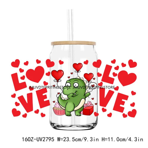 Cute Animal Couple Valentine Day UV DTF Sticker For 16OZ Libbey Glass Cup Can Wrap Transfer Sticker Custom Labels DIY Logo