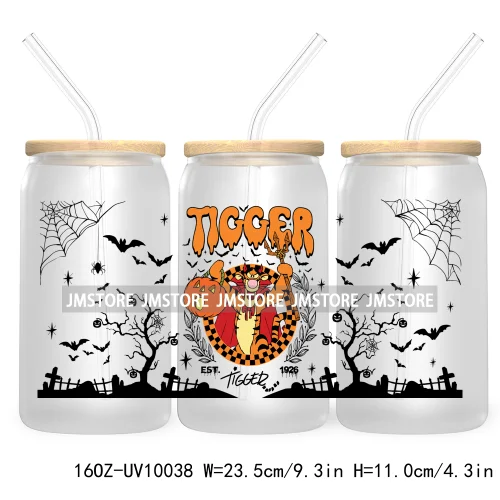 Mouse And Friends Halloween 16OZ UV DTF Cup Wrap Transfer Stickers Custom Labels Cartoon Spooky Season Bat For Libbey Glass Can