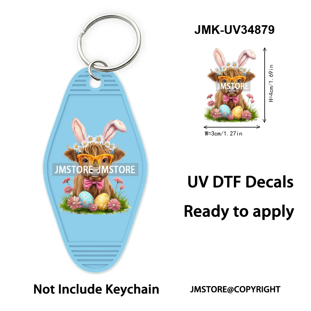 He is Risen Spring Easter Bunny Eggs Custom Logo WaterProof UV DTF Stickers For Motel Hotel Keychain Christian Easter Coquette