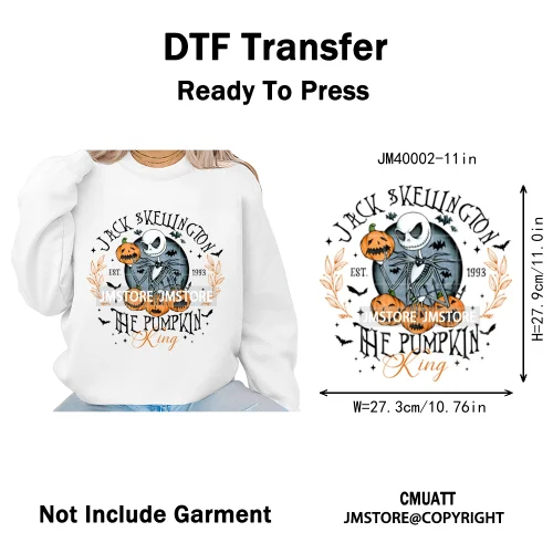 Halloween Horror Party Cartoon Friends Nightmare Spooky Vibes Iron on DTF Washable Transfers Stickers Ready to Press for Clothes