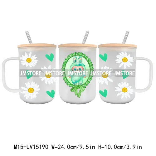 Cartoon Mirror Coquette 15OZ Glass Mug UV DTF Cup Wrap Ready To Apply Waterproof High Quality Custom Prints For Mugs Cup Tumbler