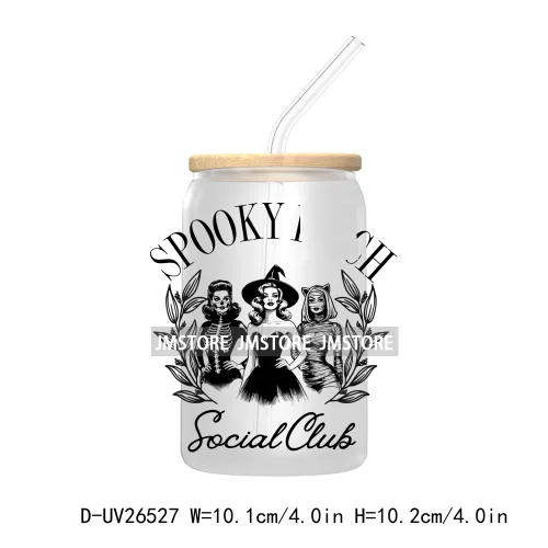 Spooky Witch Halloween UV DTF Transfer Stickers Decals For Libbey Cold Cups Mugs Durable Waterproof Custom Labels Fall Season