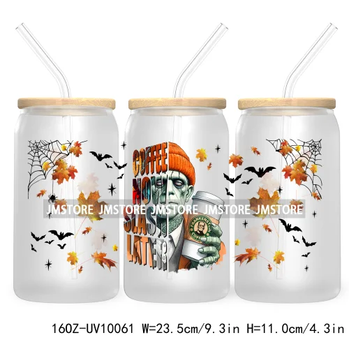 Trendy Horror Movies Character 16OZ UV Cup Wrap DTF Transfer Stickers For Libbey Glass Can Cups Tumbler Coffee Now Slash Later