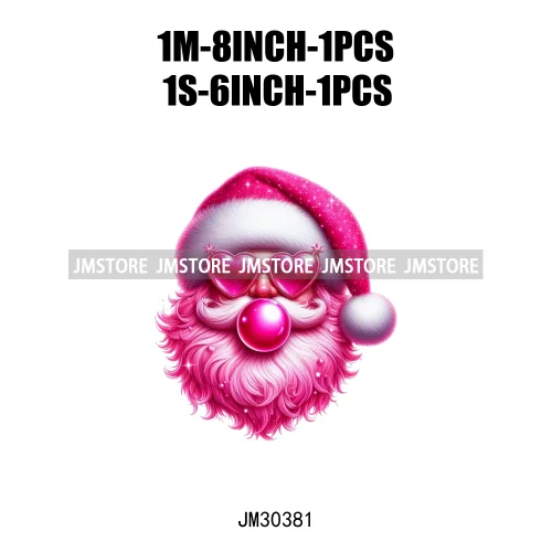 Cool Thug Life Santa Snowman Pink Bubble Holiday Gifts Christmas Iron On DTF Transfers Stickers Ready To Press For Sweatshirts