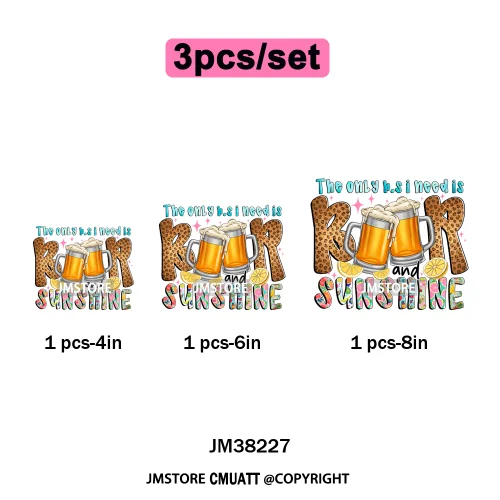 Tropical Summer Tequila Cocktail Drink Sunsets Salty Beach Vibes Logo Iron on DTF Transfers Stickers Ready to Press for Clothing
