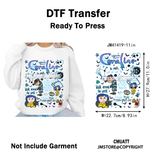 Funny Cartoon Movie Character Halloween Pumpkin Coquette Iron on DTF Washable Heat Transfer Stickers Ready to Press for Clothes