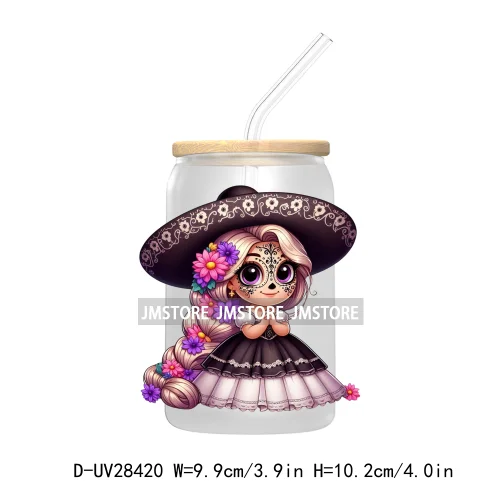 Mexican Little Princess UV DTF Transfer Stickers Decals For Libbey Cold Cups Mugs Tumbler Waterproof Craft Day of the Dead Girls