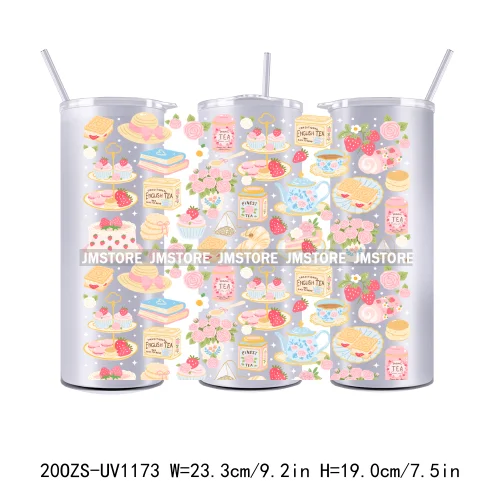 Floral Fruit Bookish Affirmation 20OZ Tumbler Wraps Ready To Ship UV DTF Transfer Stickers Waterproof Prints For Skinny Tumbler