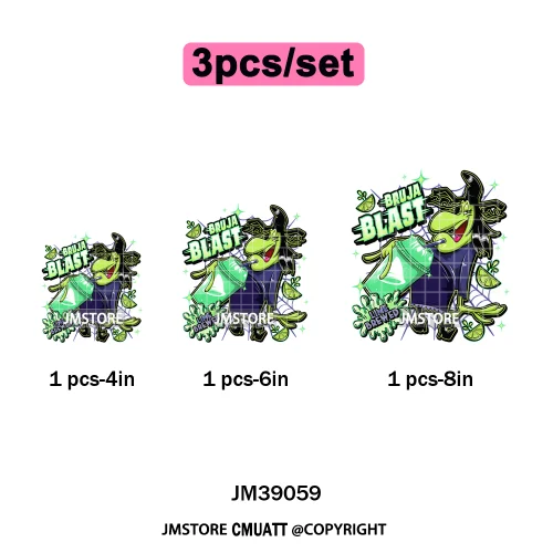 Spooky Scary Vibes Cartoon Halloween Ghost Designs Iron on DTF Washable Heat Transfers Stickers Ready to Press for Textile Bags