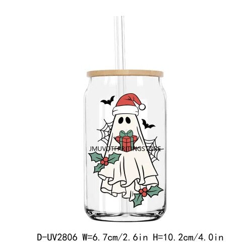 Ghost Dead Inside But It’s Christmas Boojee UV DTF Transfers Stickers Decals For Libbey Cold Cups Mugs Tumbler Waterproof DIY