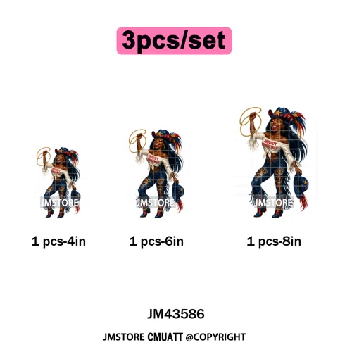 Western Cowgirl African Melanie Boots Howdy Christmas Iron on Washable DTF Heat Transfer Stickers Ready to Press for Hoodies Bag