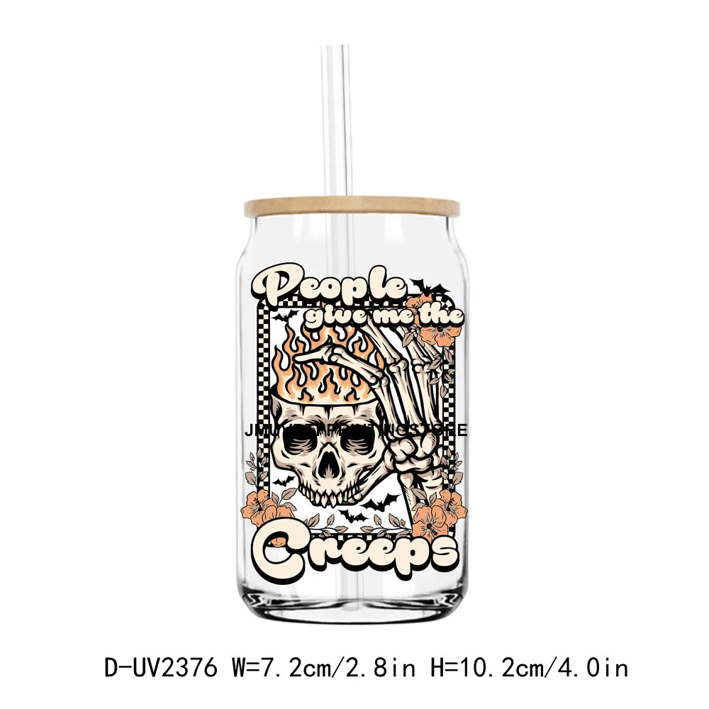 Hocus Pocus Spooky Halloween Skull UV DTF Transfers Stickers Decals For Libbey Cold Cups Mugs Tumbler Waterproof DIY Craft