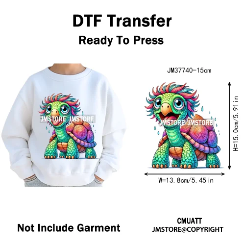 15cm 5.9in Kids Quirky Safari Cartoon Animal Iron On Transfers Stickers For Clothing DTF Printed Appliques Washable T-Shirts