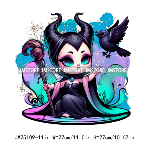 Cartoon Washable Halloween Princess Evil Queen Girls Printing Designs DTF Iron On Transfers Stickers Ready To Press For Textil