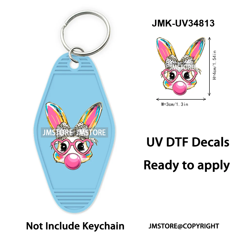 Cotton Tail Coffee Club Coquette Easter Bunny Eggs Trendy Easter Religious WaterProof UV DTF Sticker For Motel Hotel Keychain