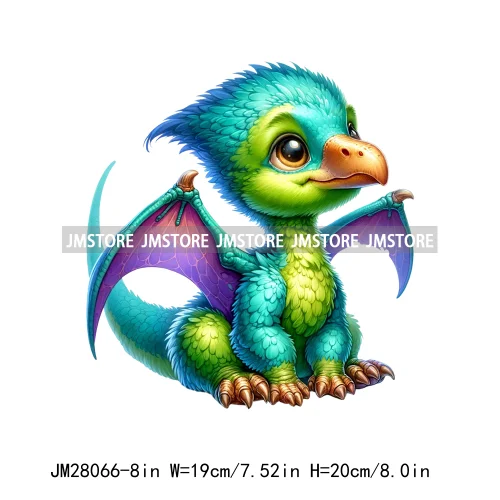 Colorful Dinosaur Baby Animal Thermal Printing Iron On DTF Transfer Stickers Ready To Press For Clothes