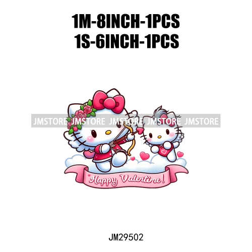 Happy Valentine's Day Cartoon Character Mouse Animal Cupid Love Heart DTF Iron On Transfers Stickers Ready To Press For T-shirts