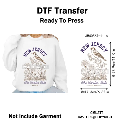 Funny US States Slogan Vacation Scenic Citycape Landmark Iron on DTF Washable Transfers Stickers Ready to Press for Textile Bags