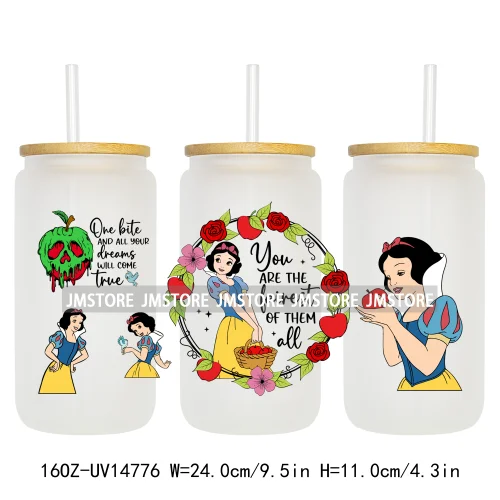 Beautiful Princess Cartoon Gnomes UV DTF Wraps Transfer Sticker Ready To Apply Waterproof Logo For 16OZ Libbey Glass Can Tumbler