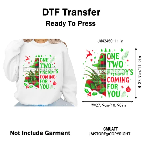 Funny Brushstroke Bubble Cartoon Christmas Killer Movie Xmas Iron on DTF Washable Transfers Stickers Ready to Press for Textiles