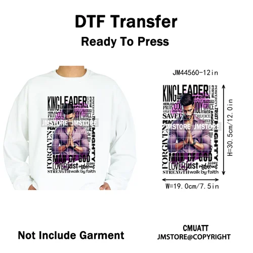Bible Inspirational Quotes Black Prayer Men of God Religious Iron on Washable DTF Transfers Stickers Ready to Press for Textiles