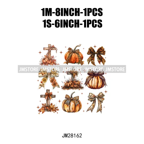 Pumpkin Season Autumn Coquette Bow Girly Cozy Fall Vibes Decals DTF Iron On Transfers Stickers Ready To Press For Hoodies Bags