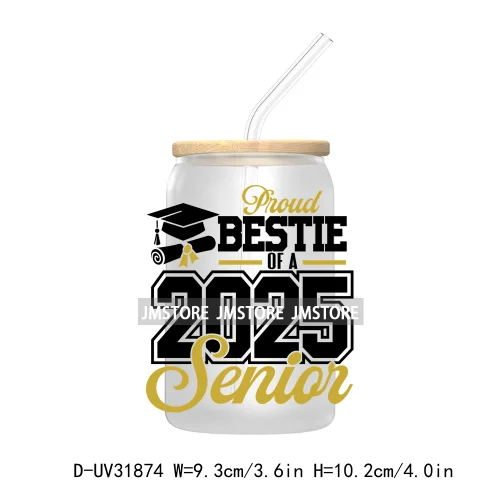 Proud Family Of 2025 Graduate Senior UV DTF Transfer Stickers Decals For Libbey Cold Cups Mugs Tumbler Waterproof Class Of 2025