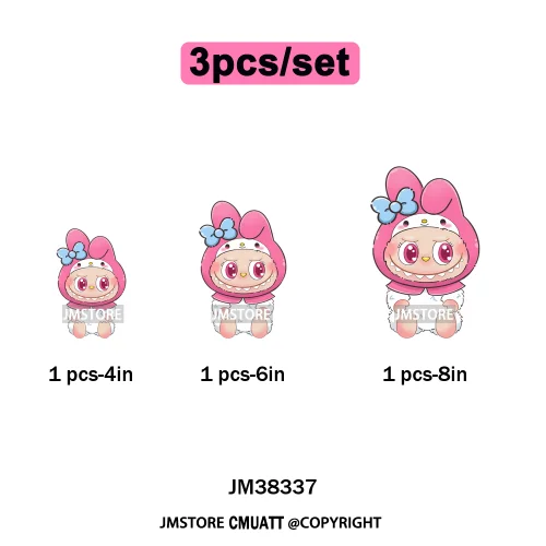 Cute Cartoon Toy Dolls Monster Costume Character Kids Printed Iron on DTF Washable Transfer Stickers Ready to Press for Clothing